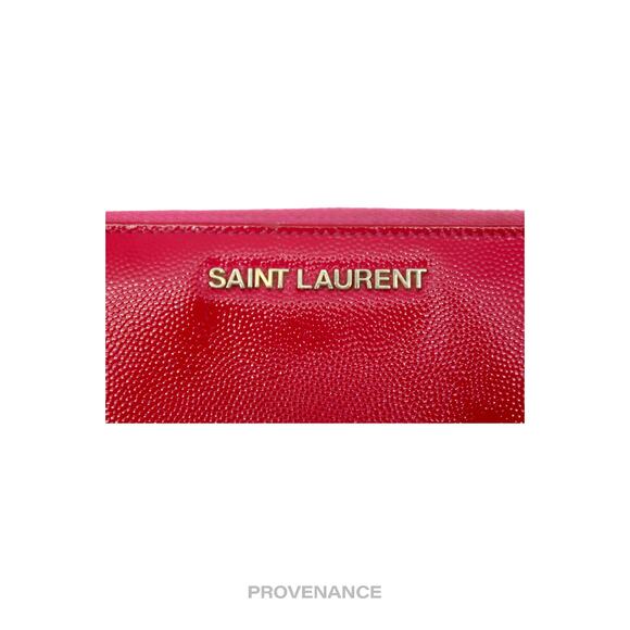 🔴 Saint Laurent Paris SLP Logo Long Wallet - Pink Leather - Picture 5 of 9